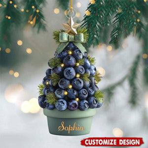 Personalized Blueberry Christmas Acrylic Ornament - Gift For Blueberry, Fruit Lovers