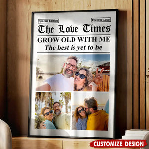 Personalized The Love Times Newspaper Themed Romantic Couple Poster -  Gift for Couples