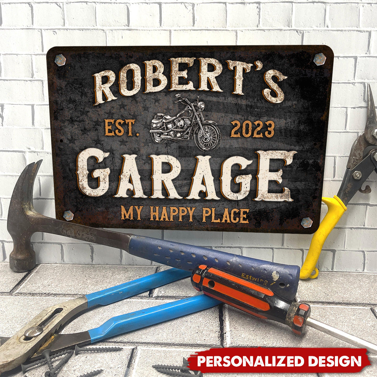 Motorcycle Garage-Personalized Metal Sign
