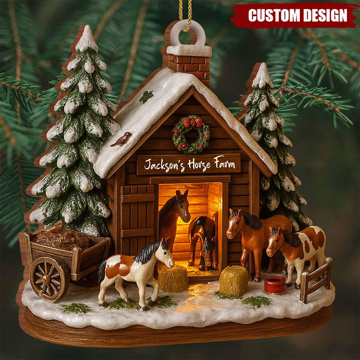 Customize Your Own Charming Horse Farm Ornament,Personalized Wood Ornament,Gift For Horse Lovers