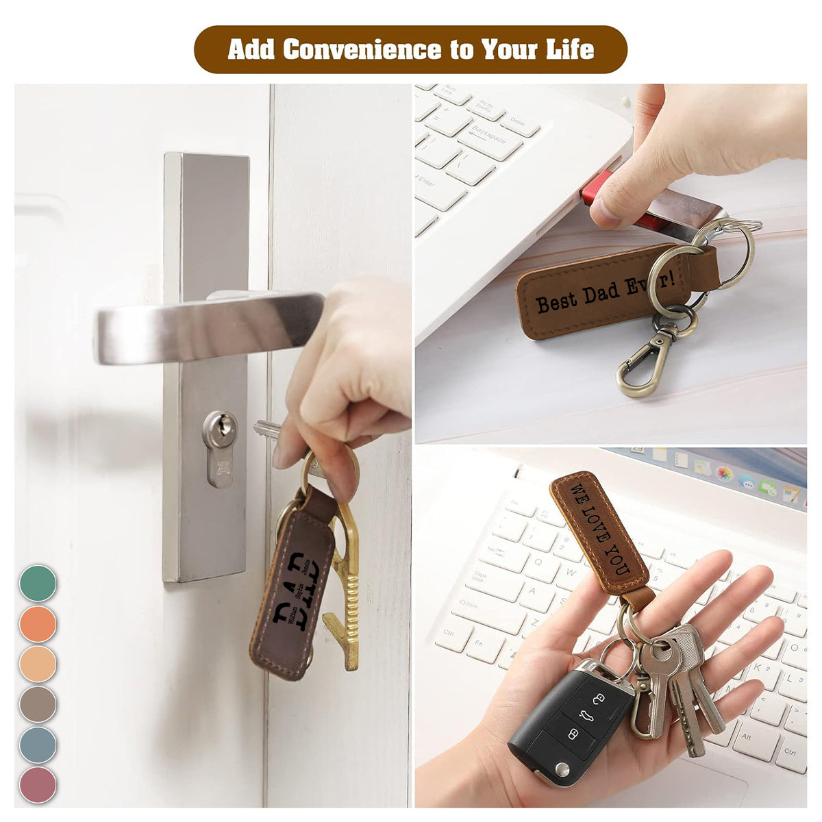Personalized Dad Leather Keychain-Gift for Dad