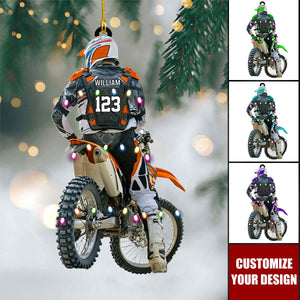 Personalized Motocross Dirt Bike Christmas Ornament, Holiday Gift for Motocross Racers