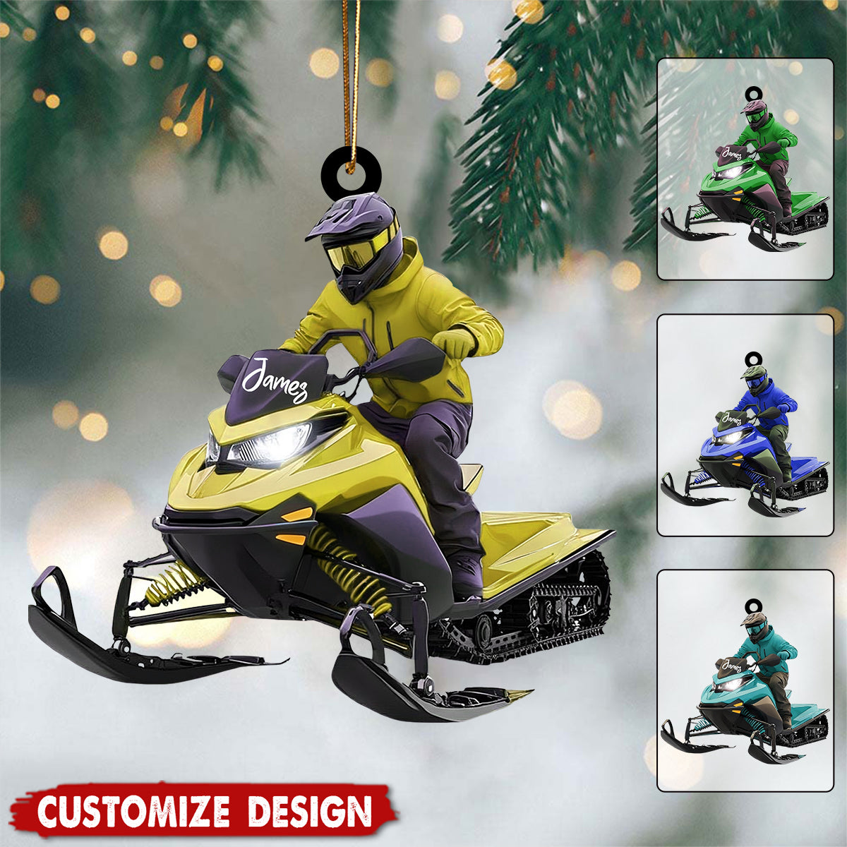 Personalized Snowmobile Christmas - Gift for Rider, Winter Sports Lover