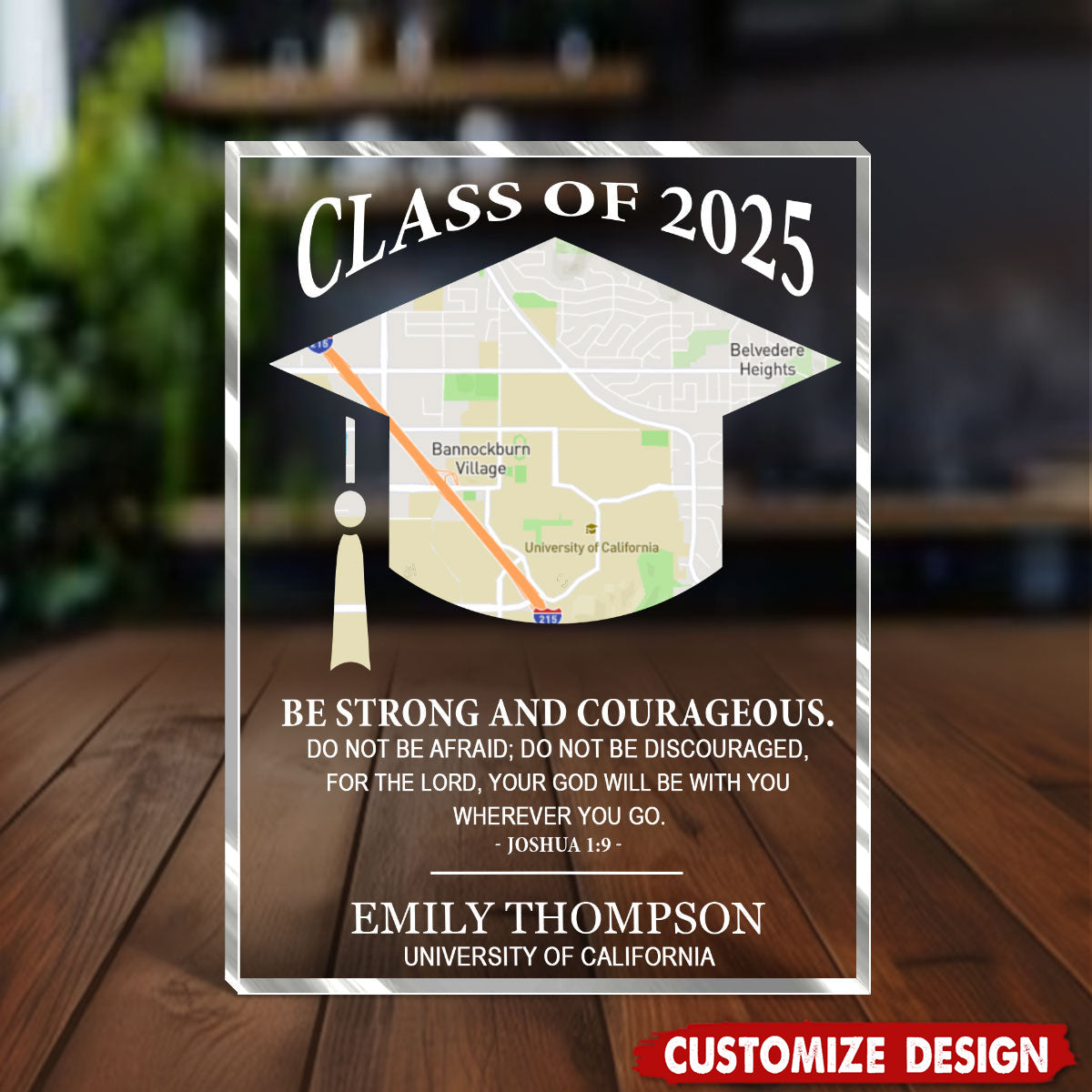 God Will Be With You Wherever You Go-Personalized Shaped Squared Acrylic Plaque