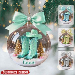 Personalized Boot Christmas Ornament - Gift For Cowboy Cowgirl