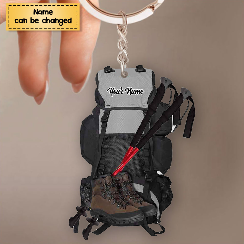 Hiking Bag - Personalized Acrylic Keychain - Gift For Hiking Lover