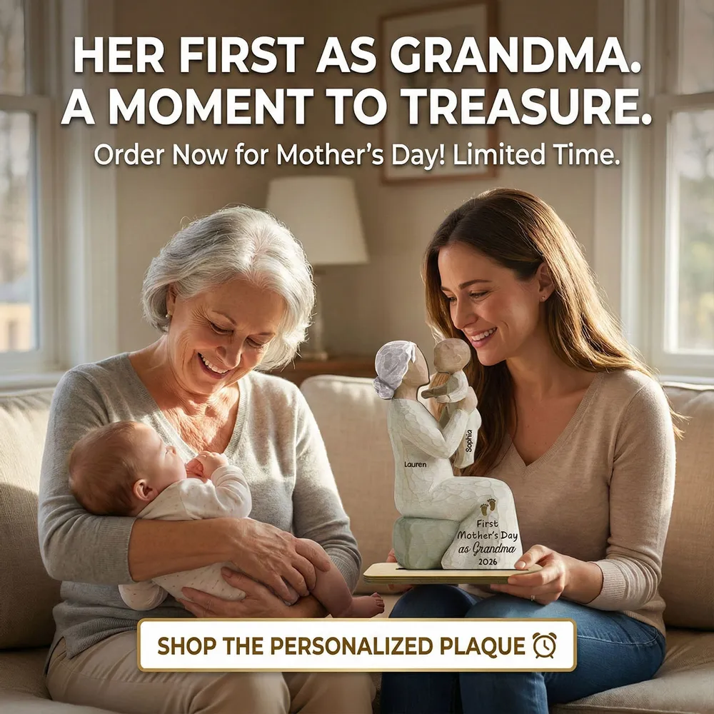 First Mother's Day As Mom Grandma - Personalized 2-Layered Wooden Plaque