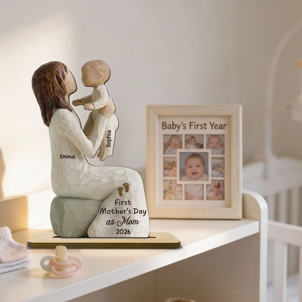 First Mother's Day As Mom Grandma - Personalized 2-Layered Wooden Plaque