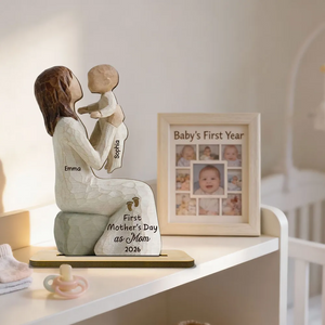 First Mother's Day As Mom Grandma - Personalized 2-Layered Wooden Plaque