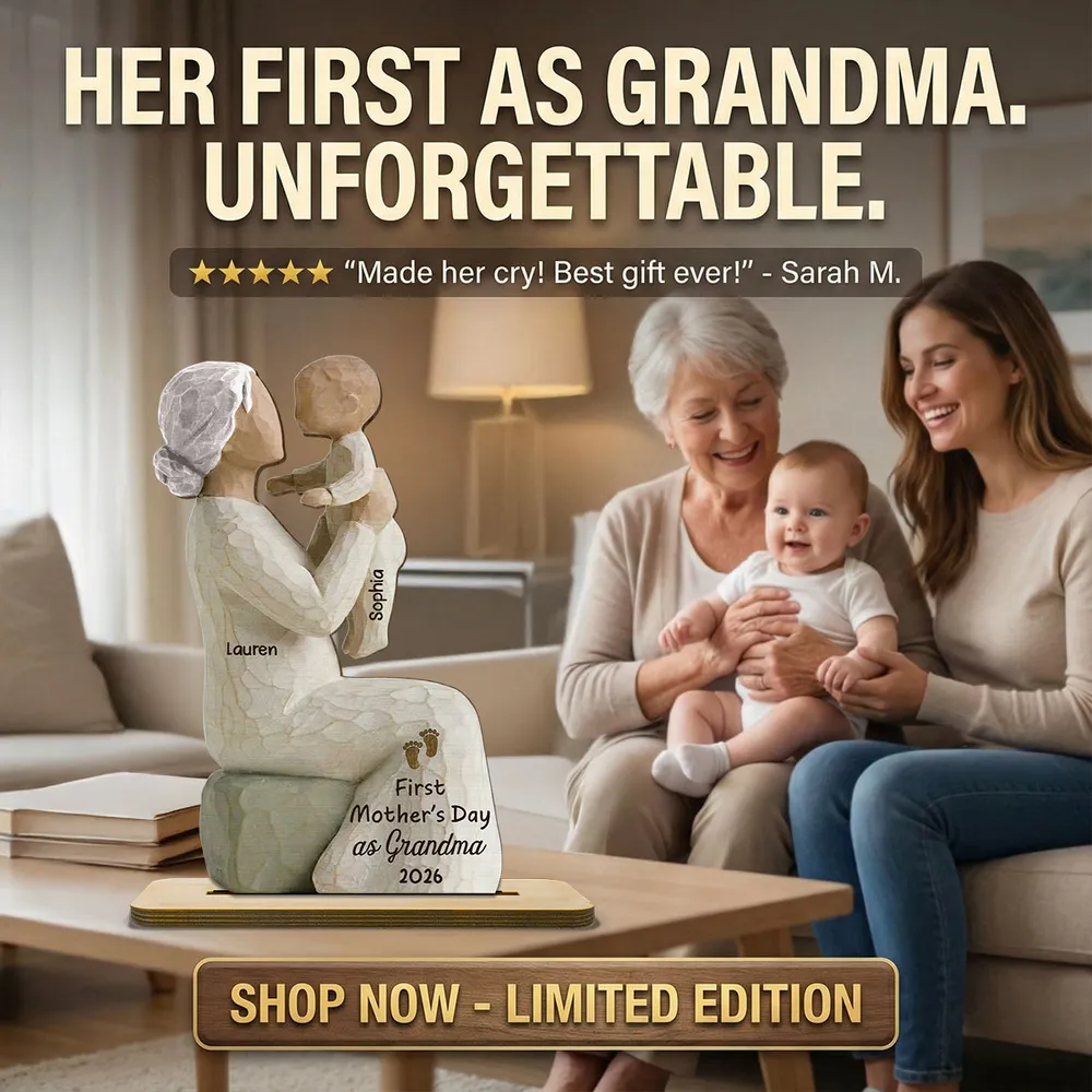 First Mother's Day As Mom Grandma - Personalized 2-Layered Wooden Plaque