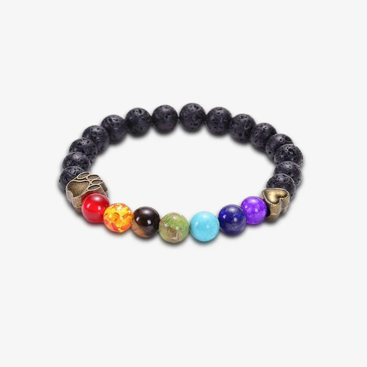To My Furbaby in Heaven-Rainbow Heart Paw Print Beaded Bracelet