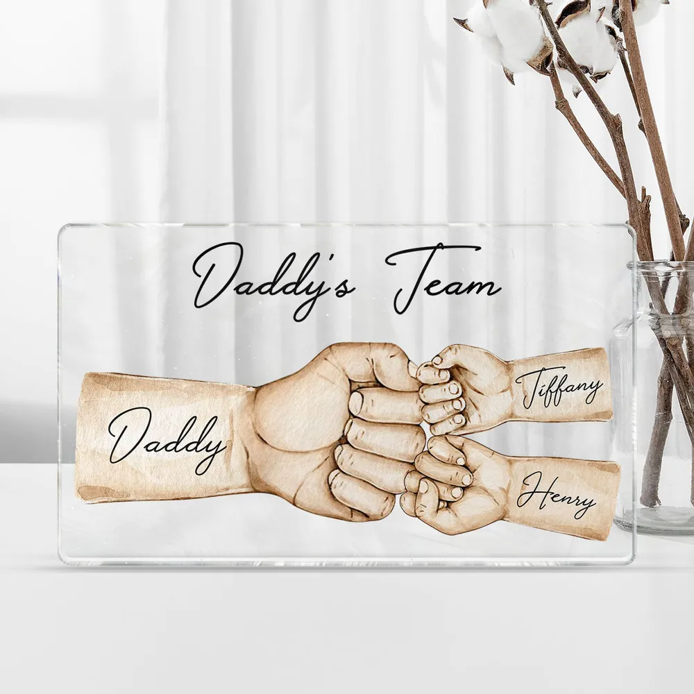 Daddy's Team Fist Bump Personalized Acrylic Plaque