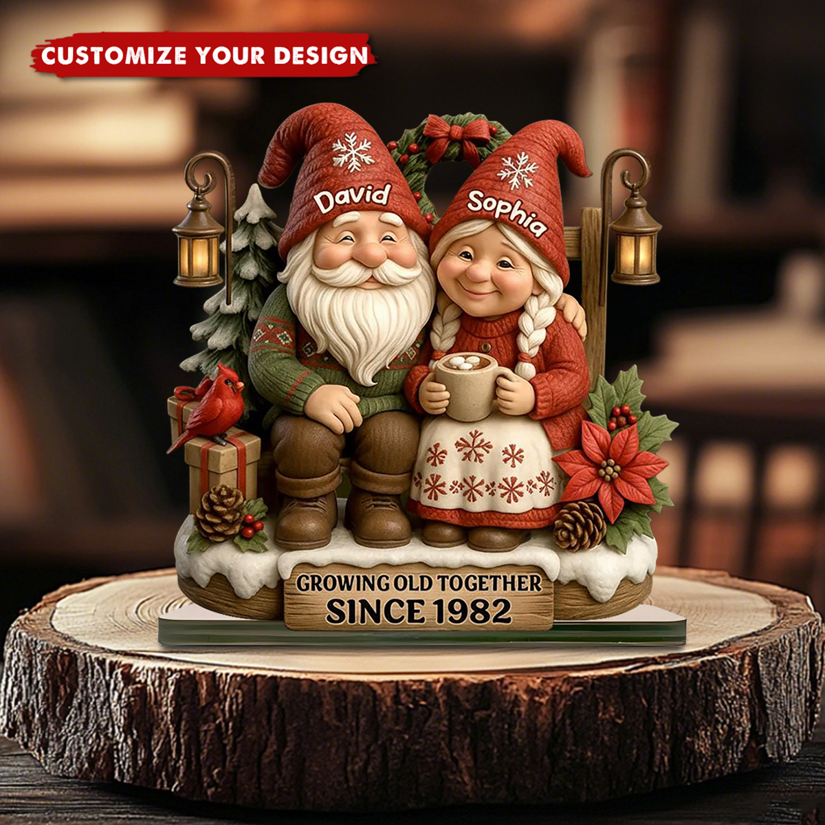 Personalized Christmas Plaque for Couples, Growing Old Together Decoration, Anniversary Gift for Him & Her
