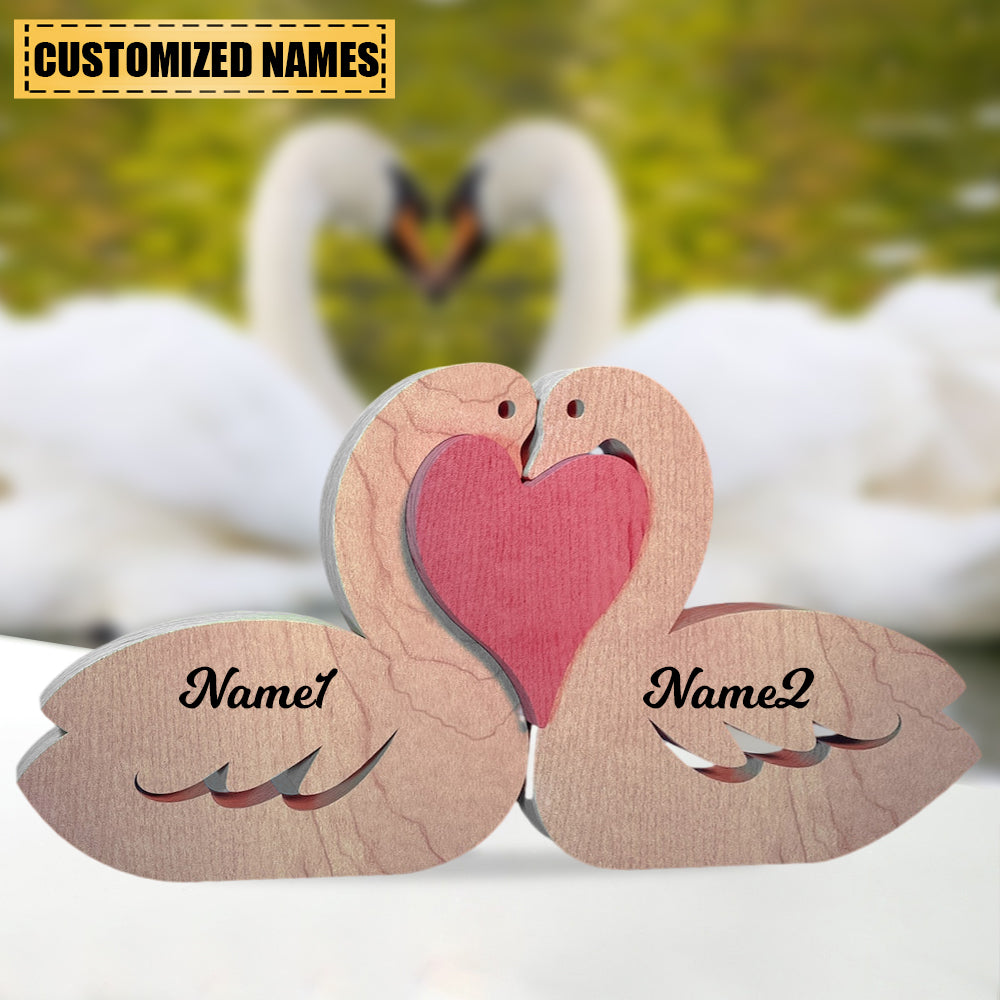 Personalized Swan Couple Wooden Art Puzzle- Gift For Couple