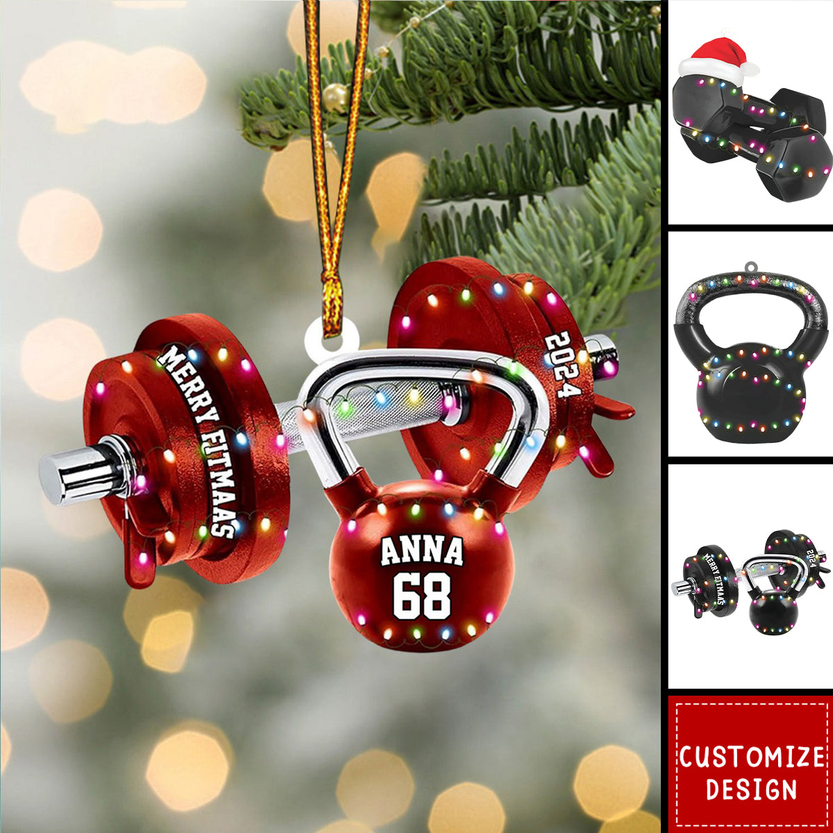 Personalized Fitness Christmas Ornament - Gift For Gym Lovers
