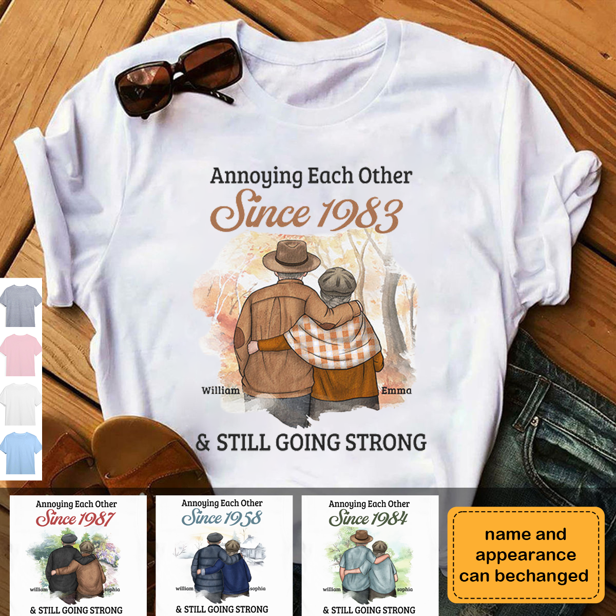 Annoying Each Other Since & Still Going Strong - Personalized Custom Unisex Back Printed T-shirt- Gift For Husband Wife, Anniversary