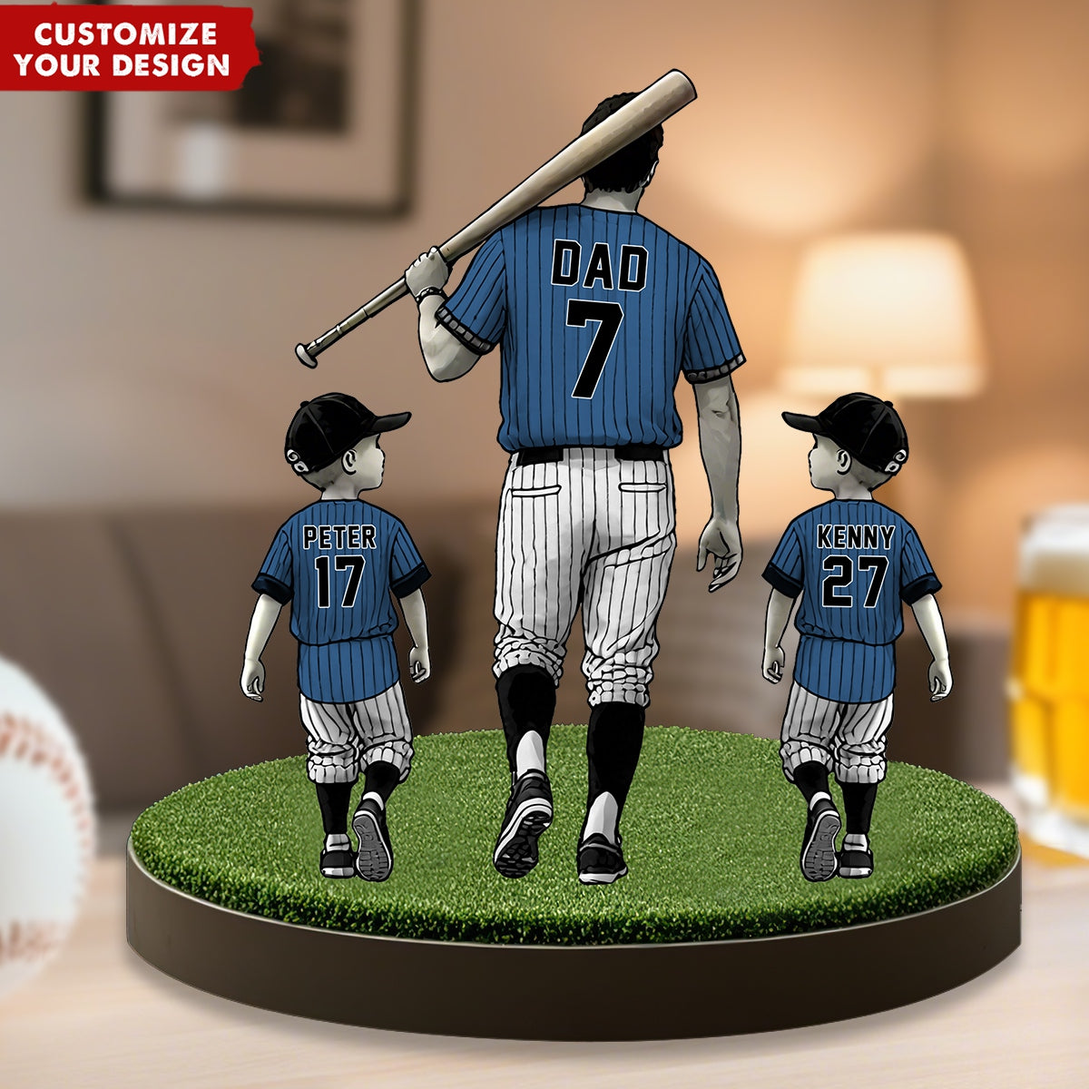 Baseball Dad And Kids - Personalized Acrylic Plaque, Father's Day Gift for Dad, Gift for Husband