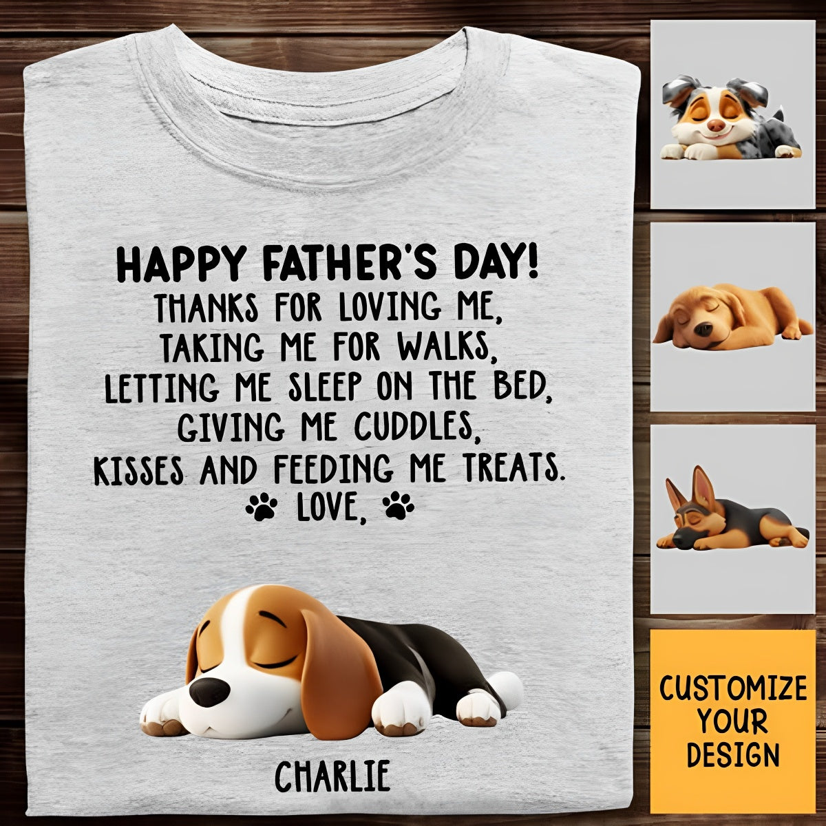 Thanks For Loving Me Dad - Personalized Unisex T-Shirt - Father's Day Gift For Dog Lovers