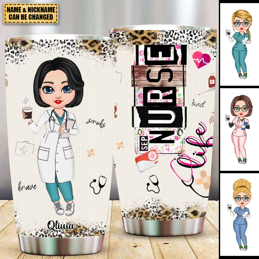 Personalized Tumbler - Gift For Nurse - Nurse Scrubs Angel