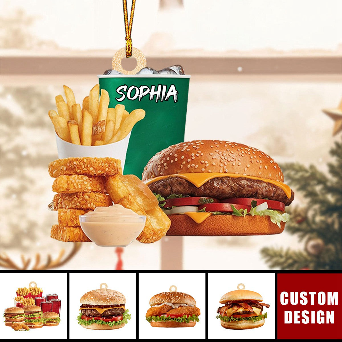 2024 New Release-Personalized Hamburger Christmas Ornament