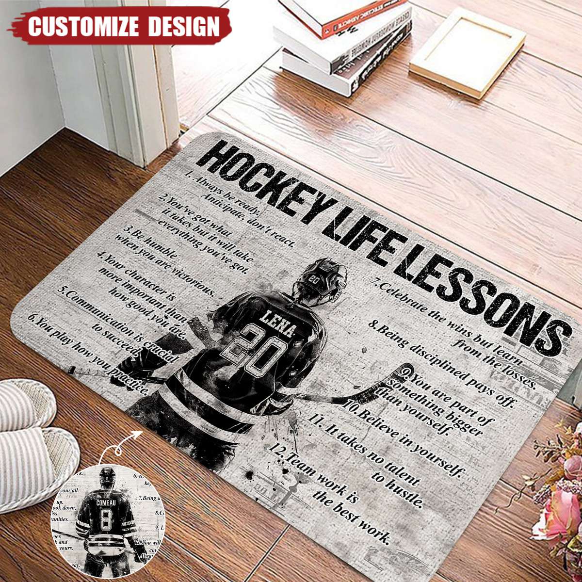 Personalized Hockey Life Lessons Doormat - Gift For Hockey Lovers