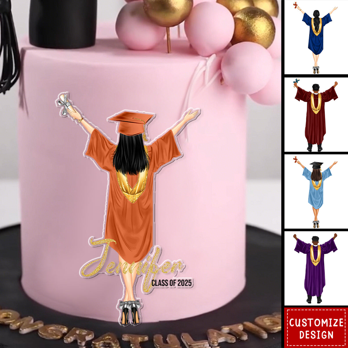 Personalized Graduation Cake Topper-Class of 2025