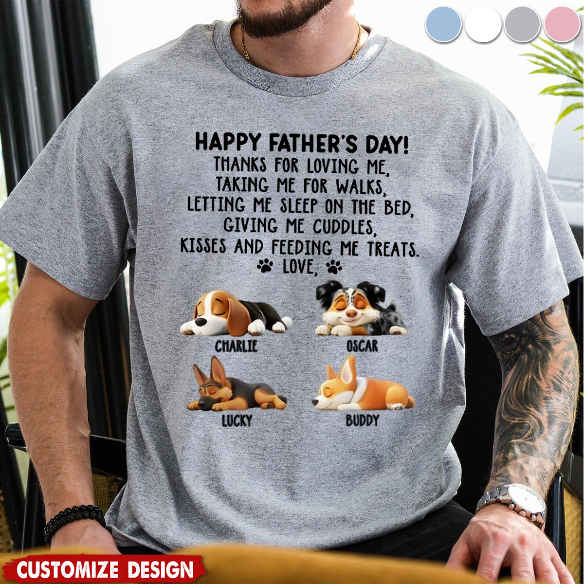 Thanks For Loving Me Dad - Personalized Unisex T-Shirt - Father's Day Gift For Dog Lovers