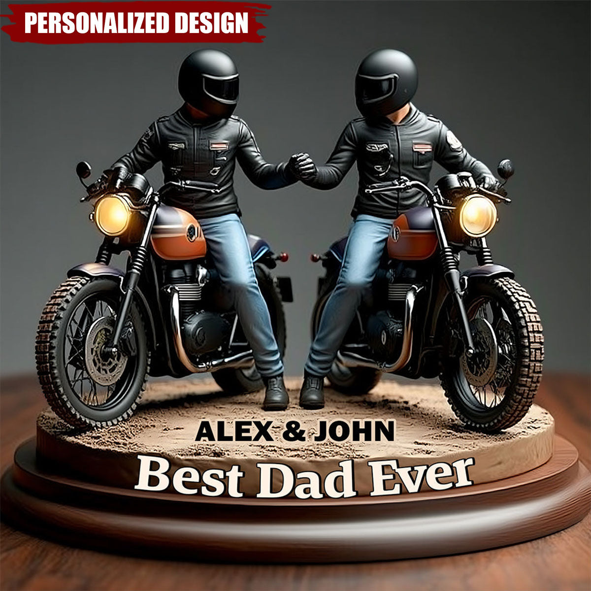 Old Biker Dad-Personalized Biker Shaped Acrylic Plaque