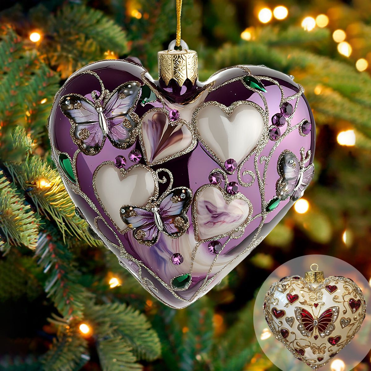 Butterfly Heart Acrylic Christmas Ornament-Gifts For Friends,  Xmas Gift For Her