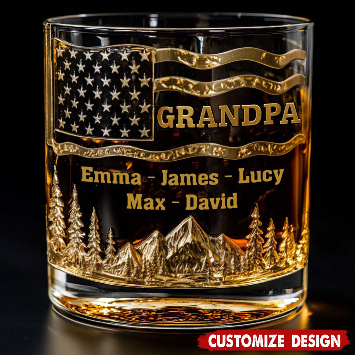 Cool Grandpas Drink Whiskey - Personalized Grandpa Whiskey Glass