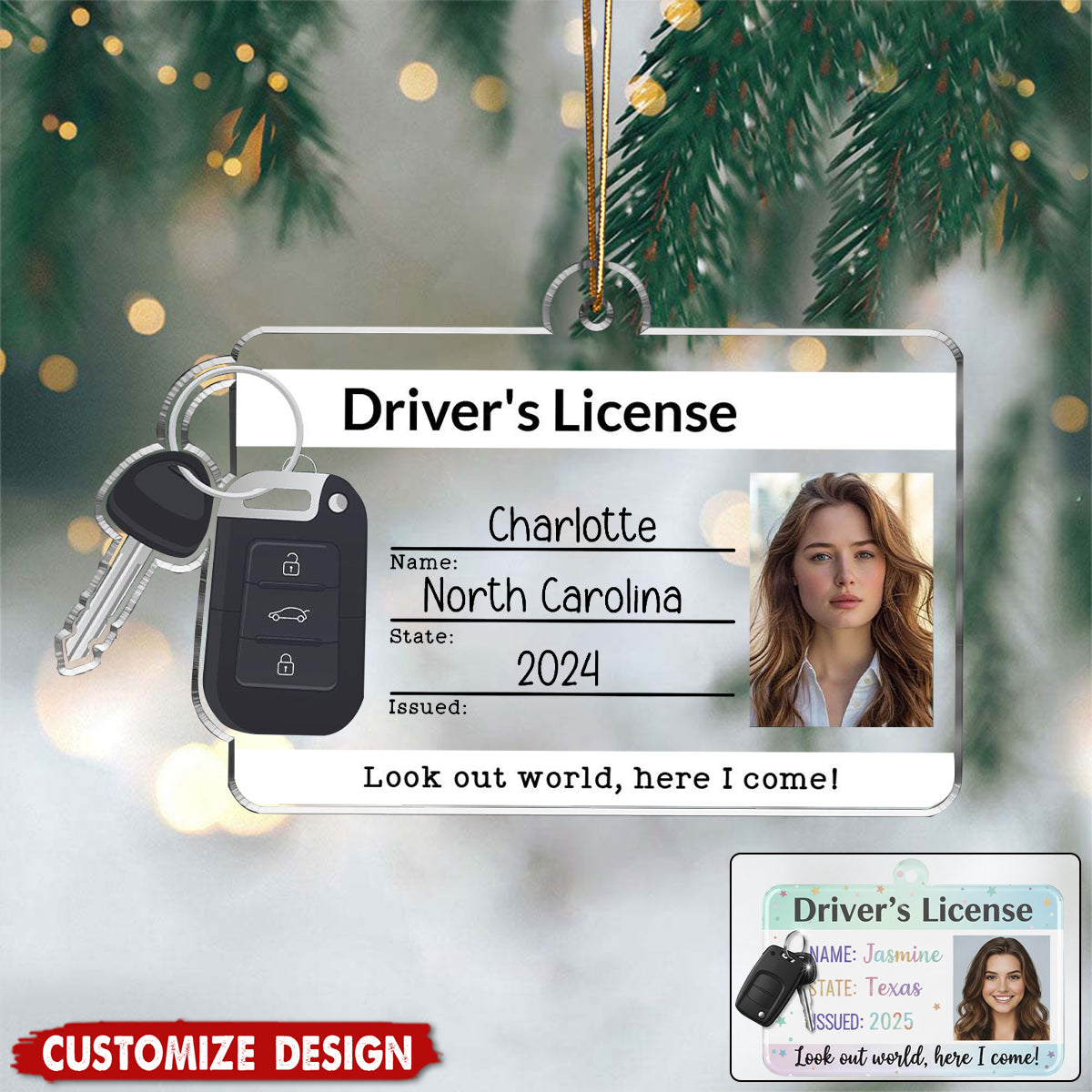 Personalized New Driver Ornament 2025, Drivers License Ornament, Gift for New Driver, Driving Ornament, Drivers Permit Christmas Ornament
