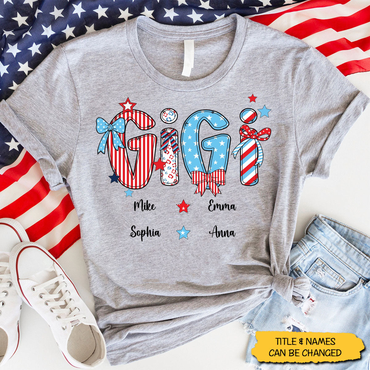 My Stars Shine With You - Personalized Patriotic American Flag T-shirt - 4th Of July, Gift For Mom, Grandma