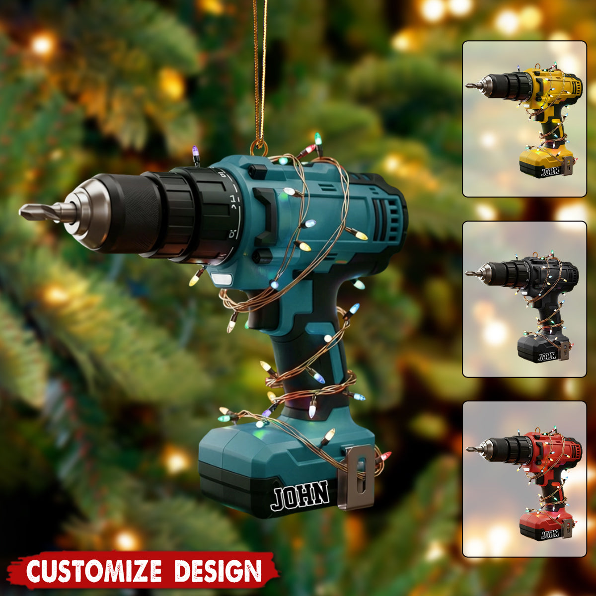 Personalized Drill Ornament - Gift For Handyman, Workshop, DIY Lovers