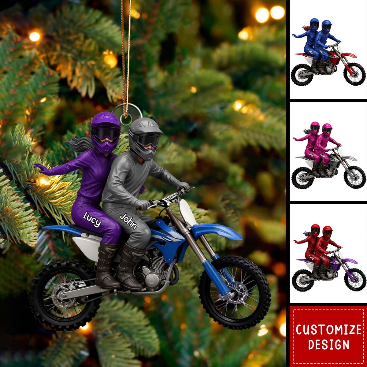 Personalized Biker Couple Motorcycle Ornament
