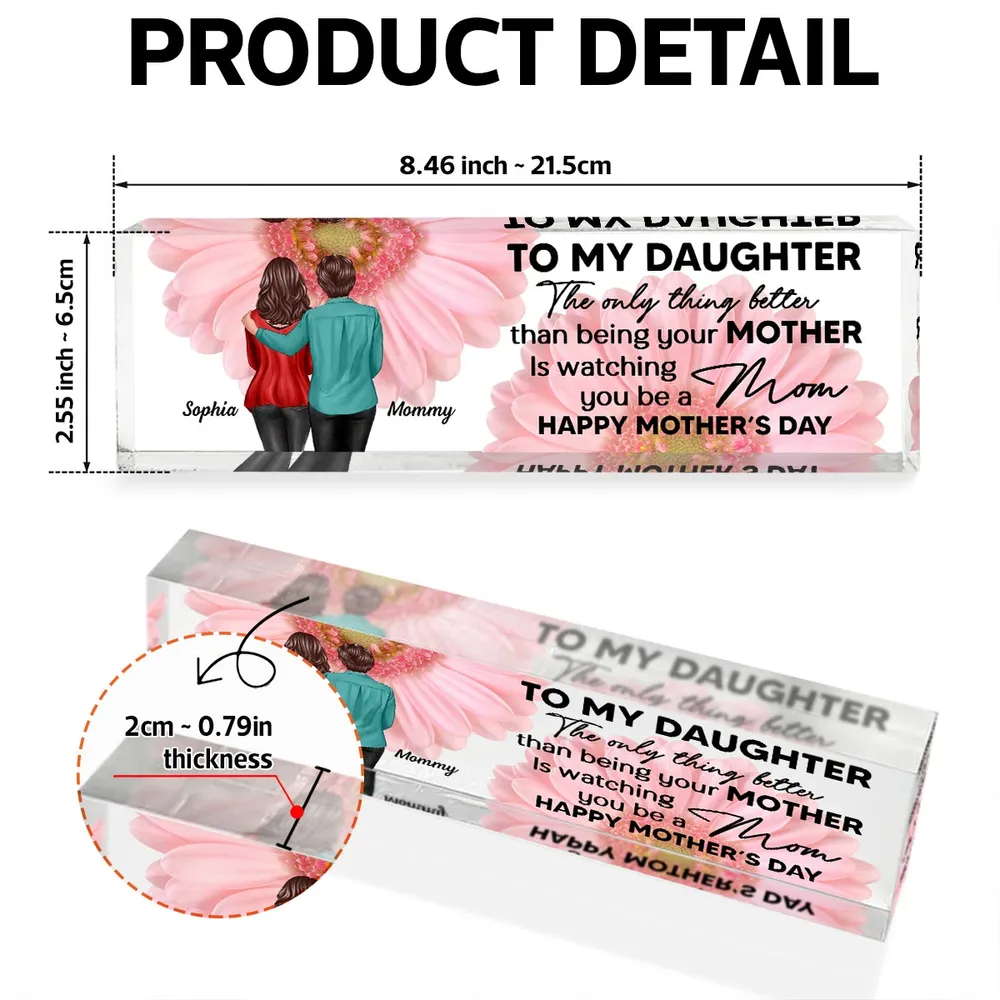 To My Daughter From Mom Personalized Acrylic Desk Block Plaque - Mother's Day Gift