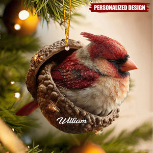 Personalized Cute Cardinal Christmas Hanging Ornament