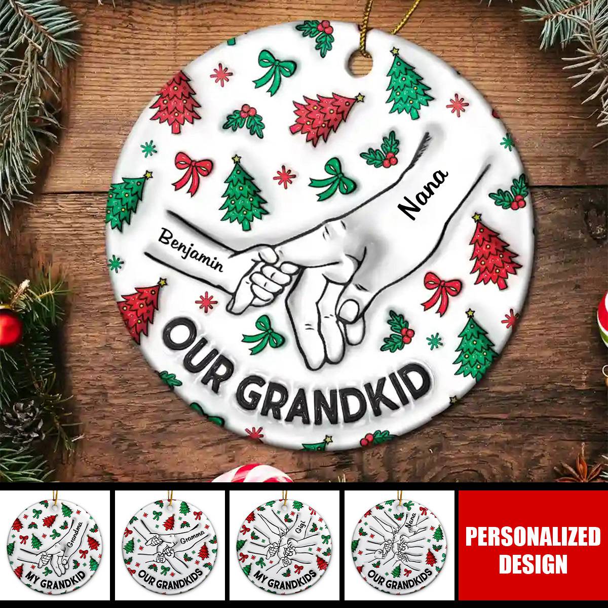 2024 New Release Christmas My Grandkids Our Grandkids-Personalized Circle Ceramic Ornament