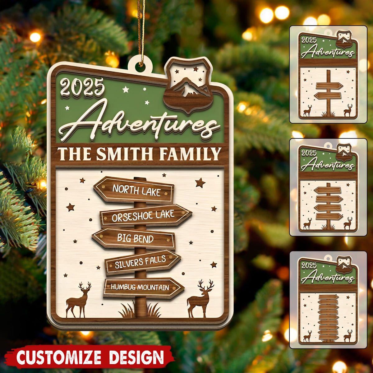 Personalized National Park Sign Travel Christmas Ornament - Gift For Traveler