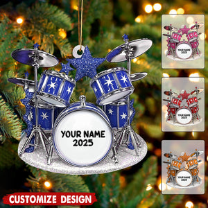 Personalized Drum Set Christmas Ornament - Gift For Drum Lovers