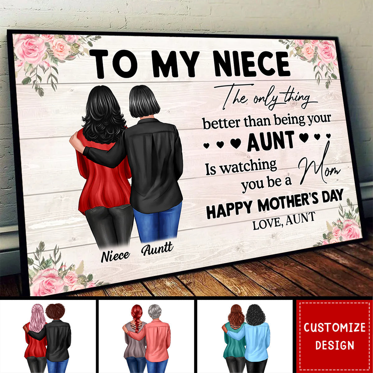 To My Niece From Aunt Happy Mother's Day Personalized Poster-Gift For Mother's Day