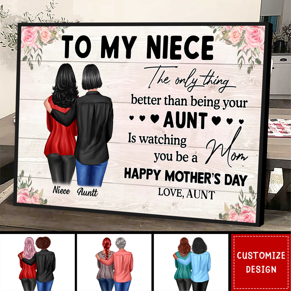 To My Niece From Aunt Happy Mother's Day Personalized Poster-Gift For Mother's Day