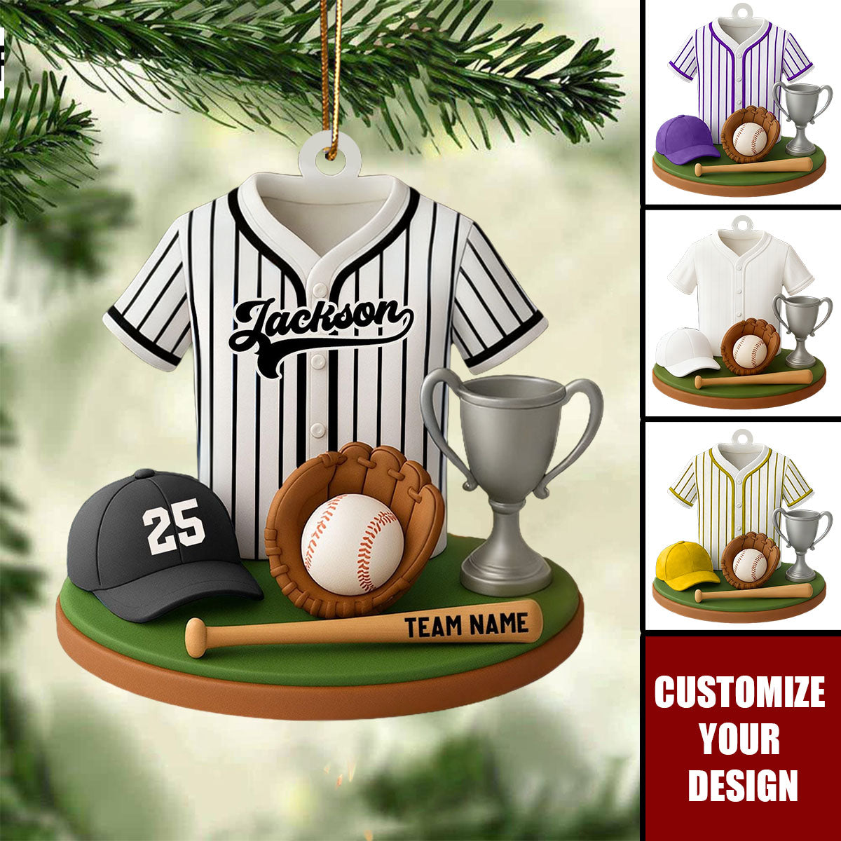 Baseball Keepsake - Personalized Kid Baseball Player Ornament