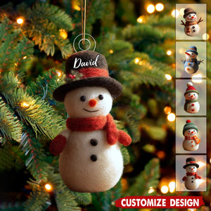 Personalized Felt Christmas Snowman Ornament