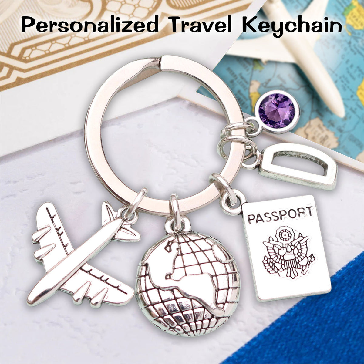 Personalized Travel Keychain, Adventure Gift