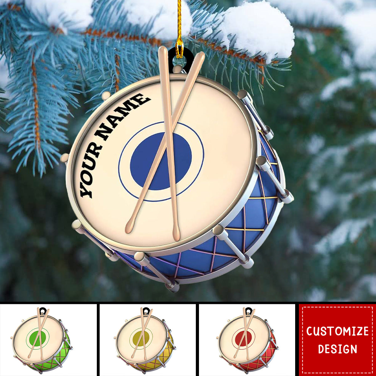 Personalized Drum Ornaments - Gift for Drummer, Drum Lover - 2024 New Release