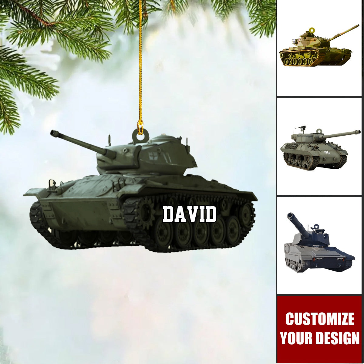 Personalized Tank Car Custom Name Shaped Ornament