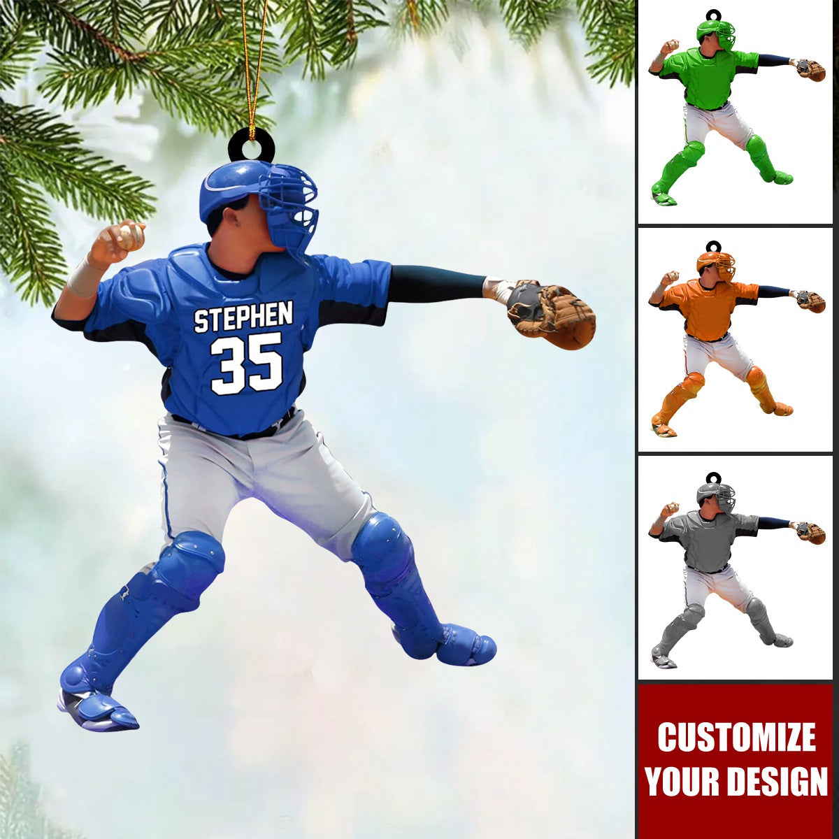 Personalized Custom Baseball Ornaments - Baseball Player & Catcher Gifts