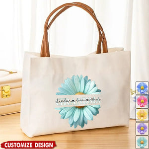 Personalized Daisy Large Capacity Canvas Bag - Mother's Day Birthday for Mom Grandma