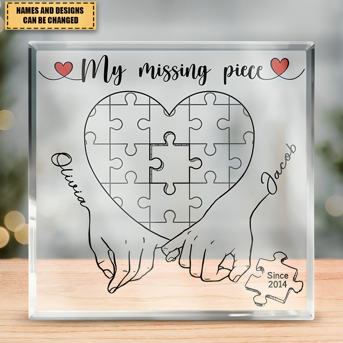 God Made Us As A Puzzle - Couple Personalized Custom Square Shaped Acrylic Plaque - Gift For Husband Wife, Anniversary