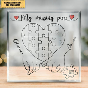God Made Us As A Puzzle - Couple Personalized Custom Square Shaped Acrylic Plaque - Gift For Husband Wife, Anniversary